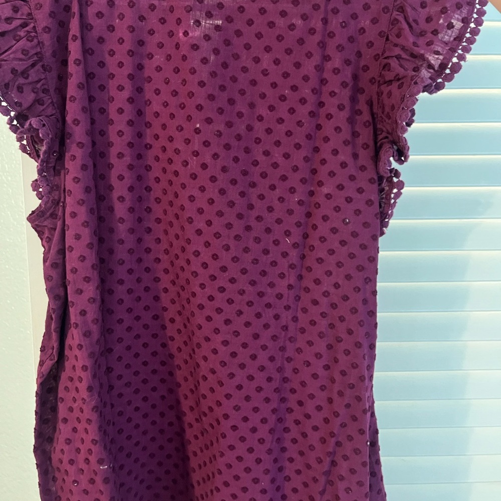 LOFT Plum Eyelet Flutter-Sleeve Tunic Top - Picture 5 of 5